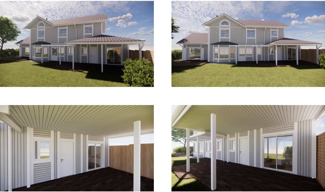 Vue 3D du projet d’extension ossature bois à La Chapelle-sur-Erdre – conception Activ Travaux - Atlantic Déco & Travaux